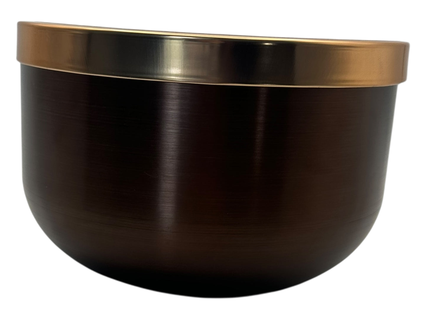 A bronze candle tin with gold lid on a white background.