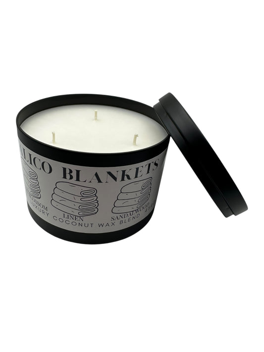 Calico Blankets Travel Sized Candle Tin 16 oz Best Gift for Travel Lovers Handcrafted Luxury Coconut Blend Wax Travel Inspired Scented Candle - World Traveler Aroma