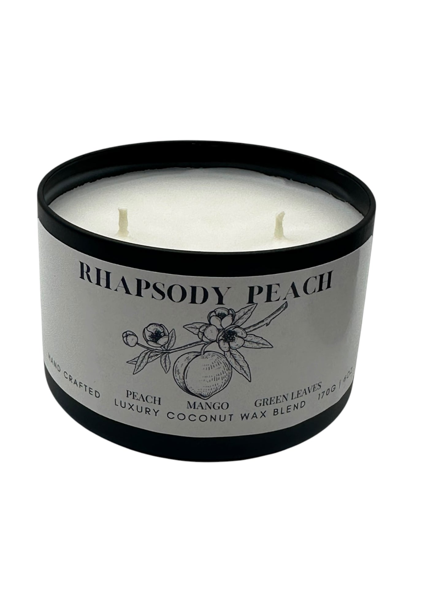 Rhapsody Peach Travel Sized Candle Tin 6 oz Best Gift for Travel Lovers Handcrafted Luxury Coconut Blend Wax Travel Inspired Scented Candle - World Traveler Aroma