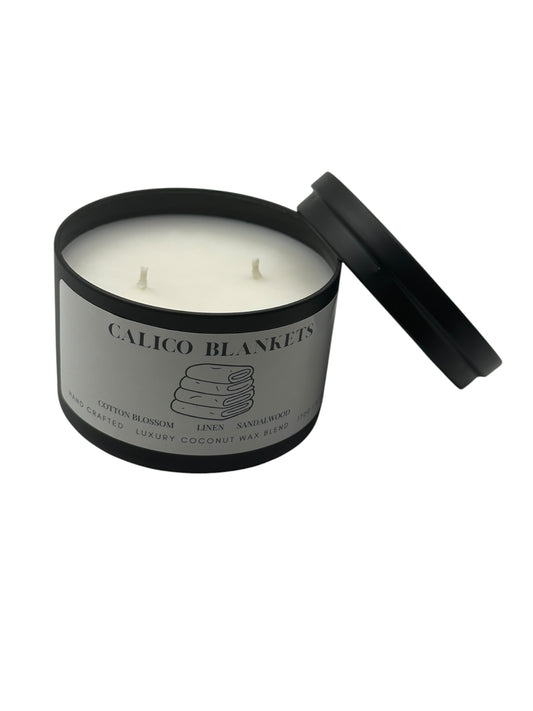 Calico Blankets Travel Sized Candle Tin 6 oz Best Gift for Travel Lovers Handcrafted Luxury Coconut Blend Wax Travel Inspired Scented Candle - World Traveler Aroma