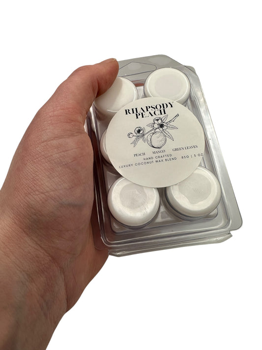 Rhapsody Peach Travel Sized Wax Melt 3oz Best Gift for Travel Lovers Handcrafted Luxury Coconut Blend Wax Travel Inspired Scented Wax Melt - World Traveler Aroma