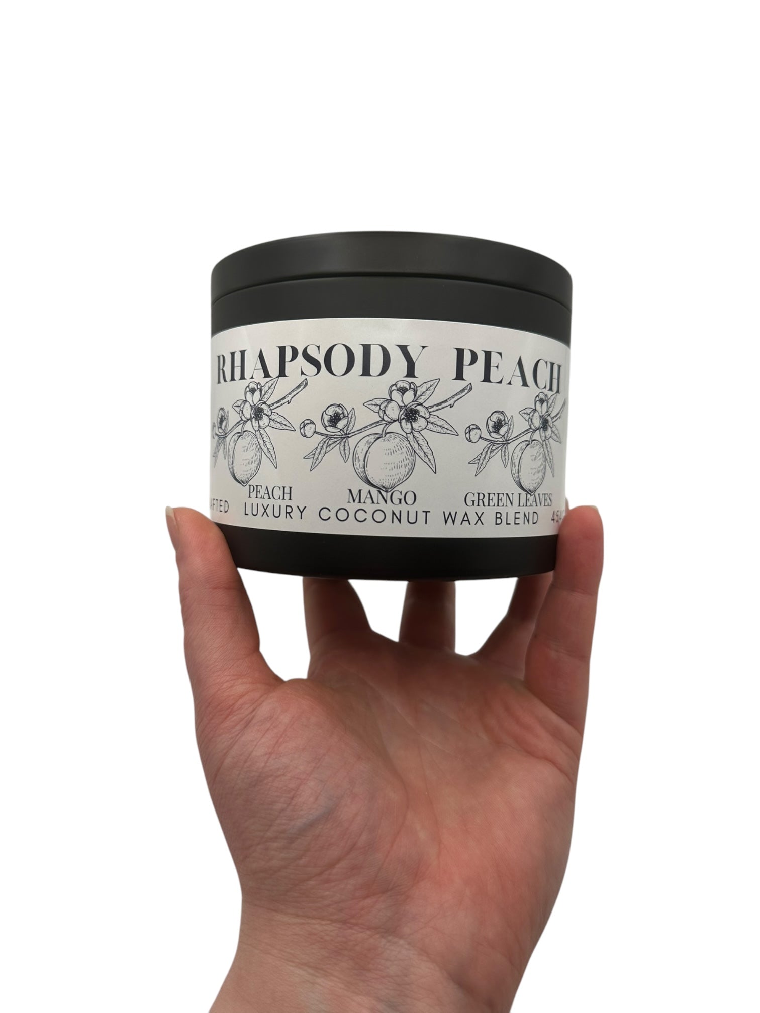 Rhapsody Peach Travel Sized Candle Tin 16 oz Best Gift for Travel Lovers Handcrafted Luxury Coconut Blend Wax Travel Inspired Scented Candle - World Traveler Aroma