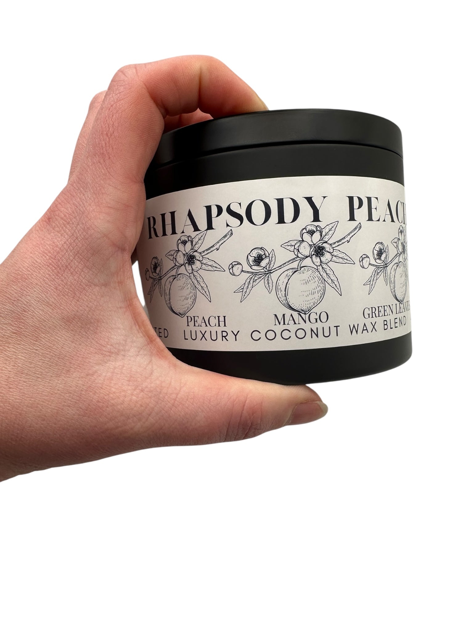 Rhapsody Peach Travel Sized Candle Tin 16 oz Best Gift for Travel Lovers Handcrafted Luxury Coconut Blend Wax Travel Inspired Scented Candle - World Traveler Aroma