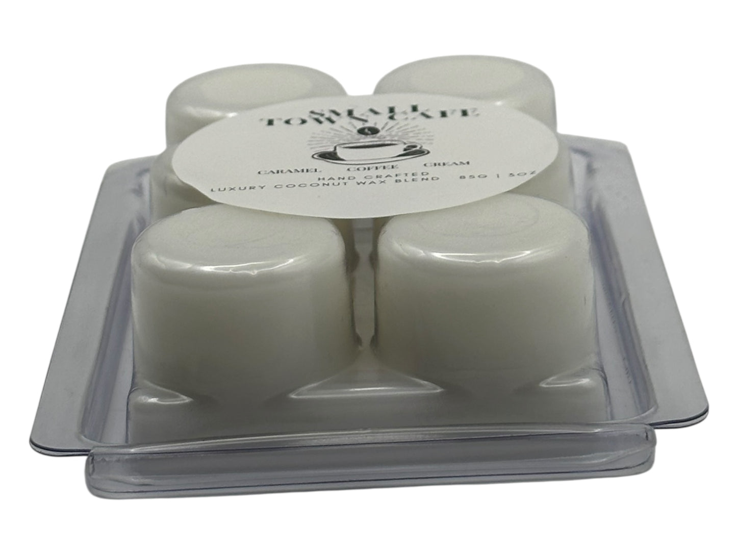 A package of wax melts  labeled 'Small Town Cafe' on a white background.