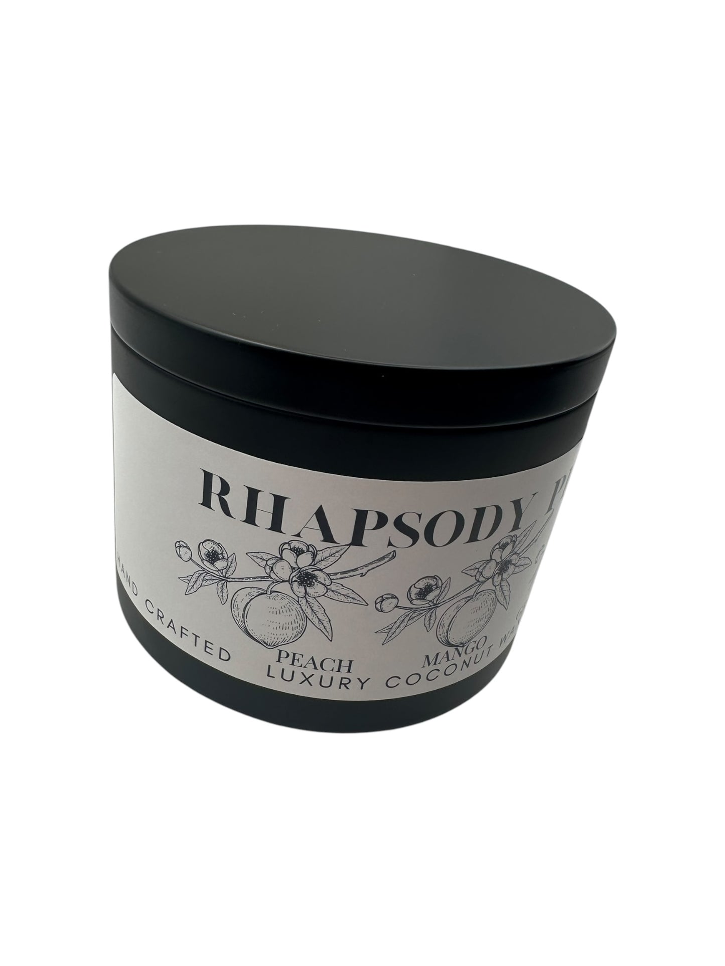 Rhapsody Peach Travel Sized Candle Tin 16 oz Best Gift for Travel Lovers Handcrafted Luxury Coconut Blend Wax Travel Inspired Scented Candle - World Traveler Aroma