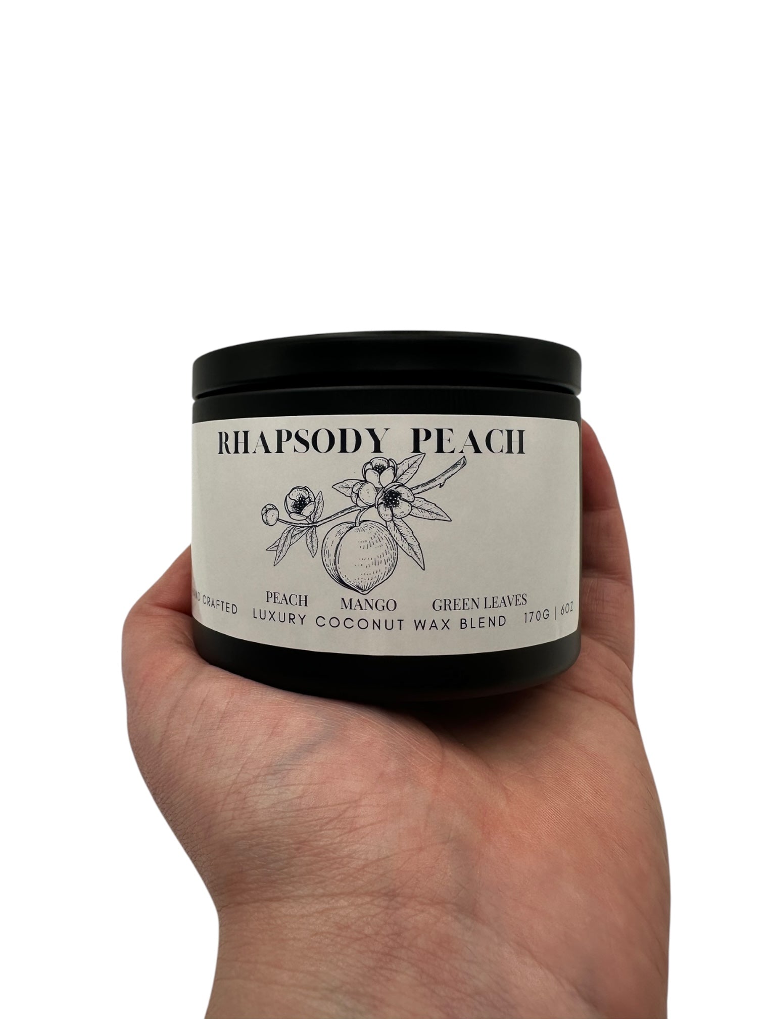 Rhapsody Peach Travel Sized Candle Tin 6 oz Best Gift for Travel Lovers Handcrafted Luxury Coconut Blend Wax Travel Inspired Scented Candle - World Traveler Aroma