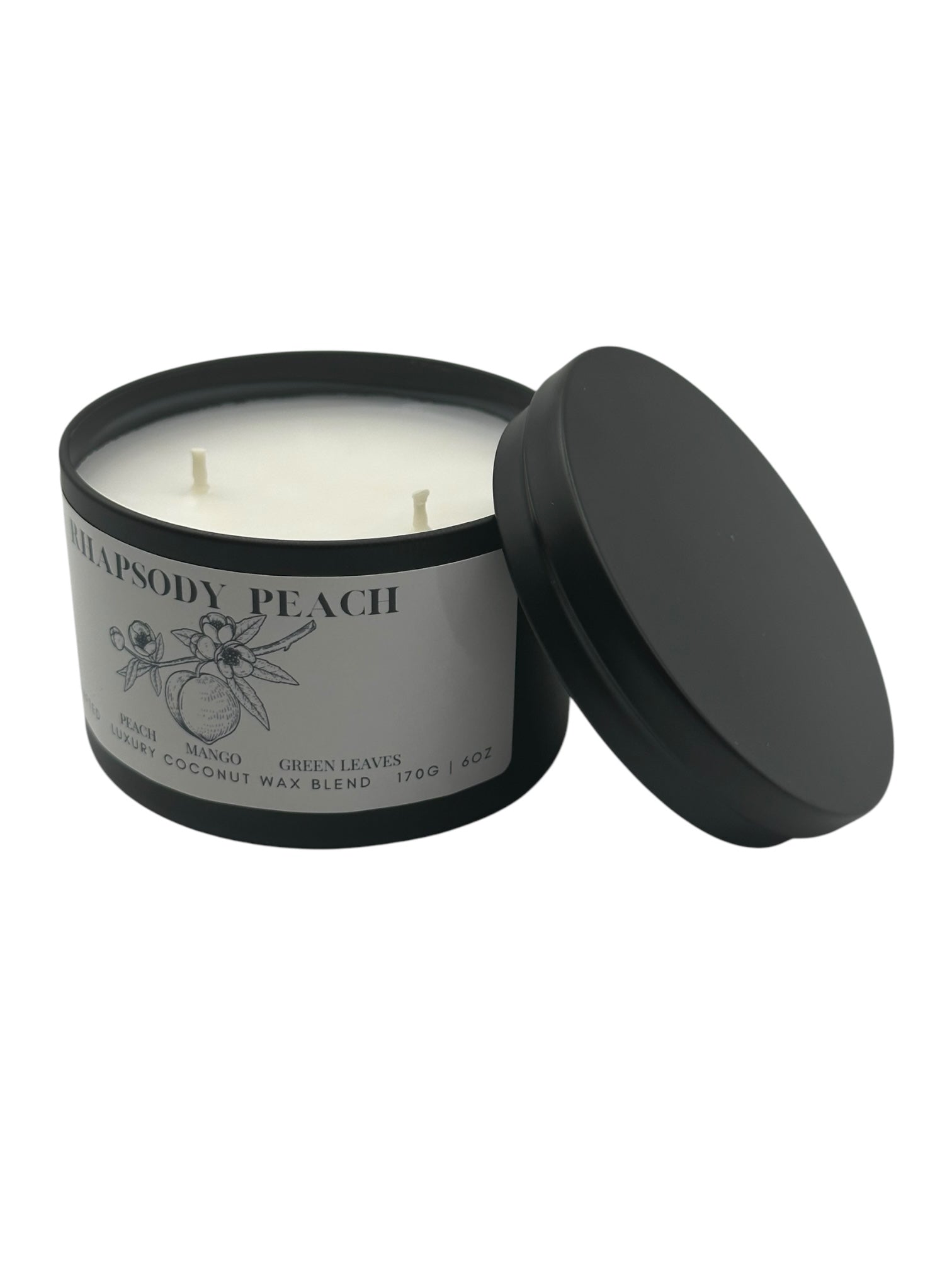 Rhapsody Peach Travel Sized Candle Tin 6 oz Best Gift for Travel Lovers Handcrafted Luxury Coconut Blend Wax Travel Inspired Scented Candle - World Traveler Aroma