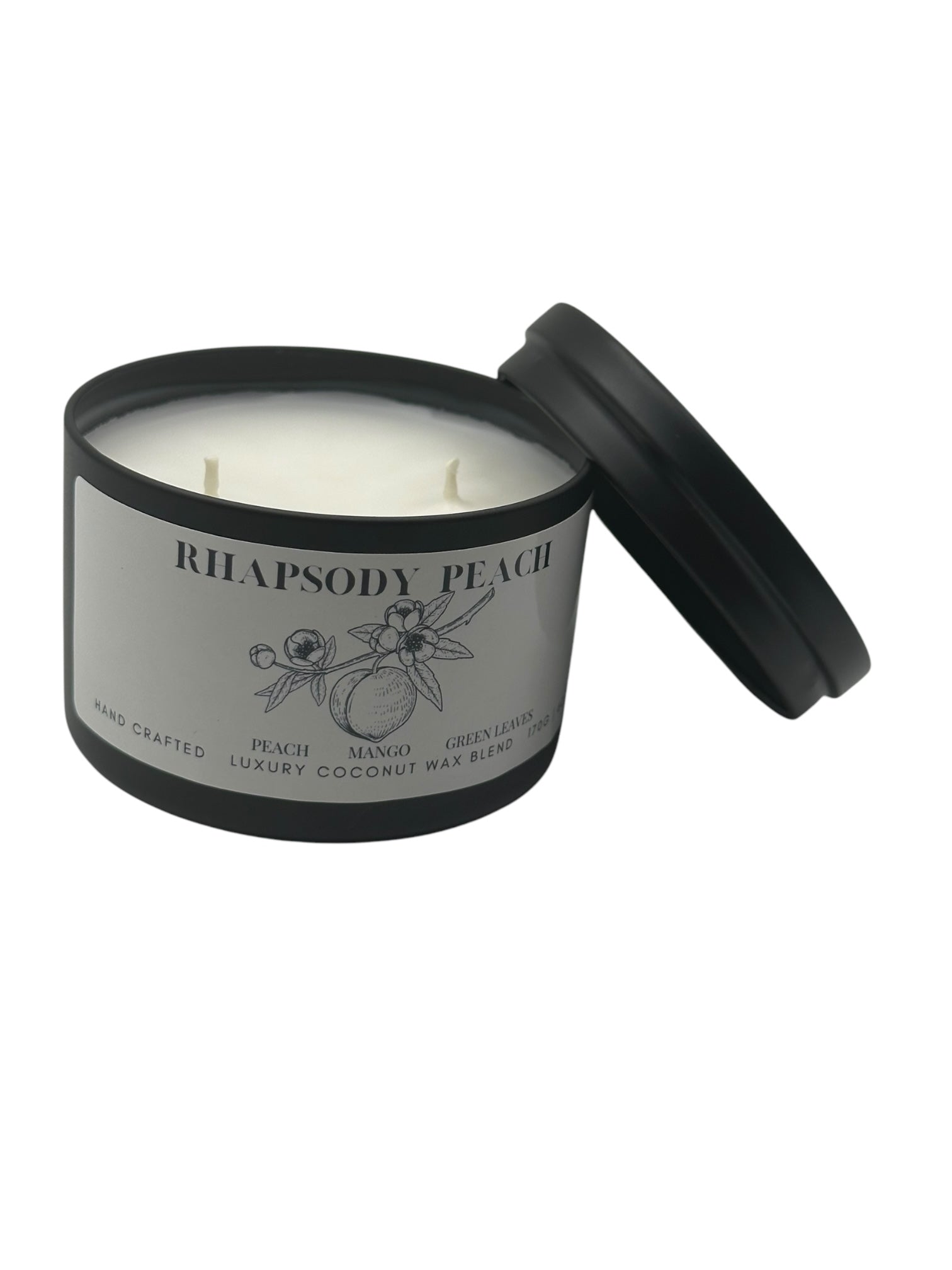 Rhapsody Peach Travel Sized Candle Tin 6 oz Best Gift for Travel Lovers Handcrafted Luxury Coconut Blend Wax Travel Inspired Scented Candle - World Traveler Aroma