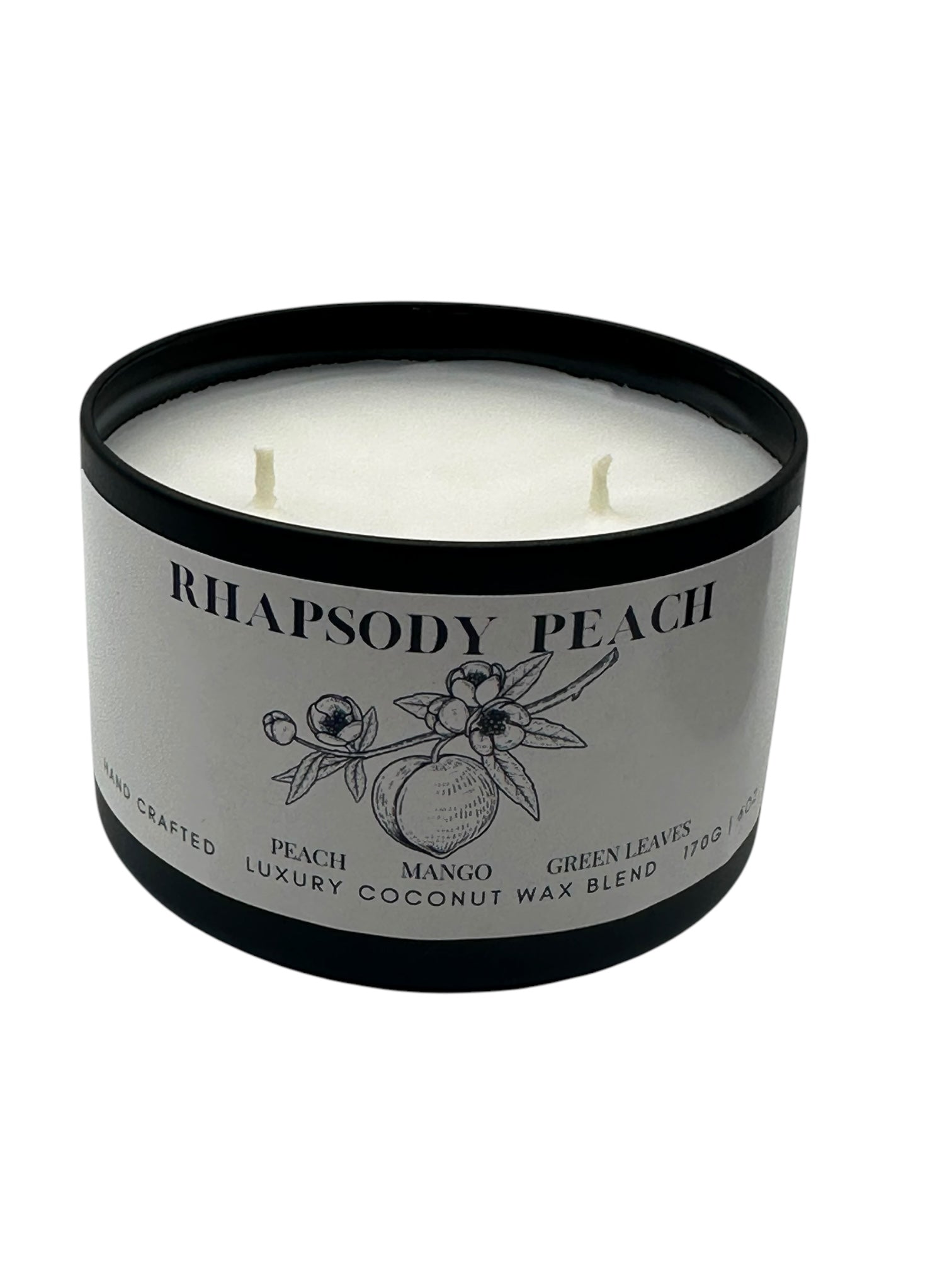 Rhapsody Peach Travel Sized Candle Tin 6 oz Best Gift for Travel Lovers Handcrafted Luxury Coconut Blend Wax Travel Inspired Scented Candle - World Traveler Aroma