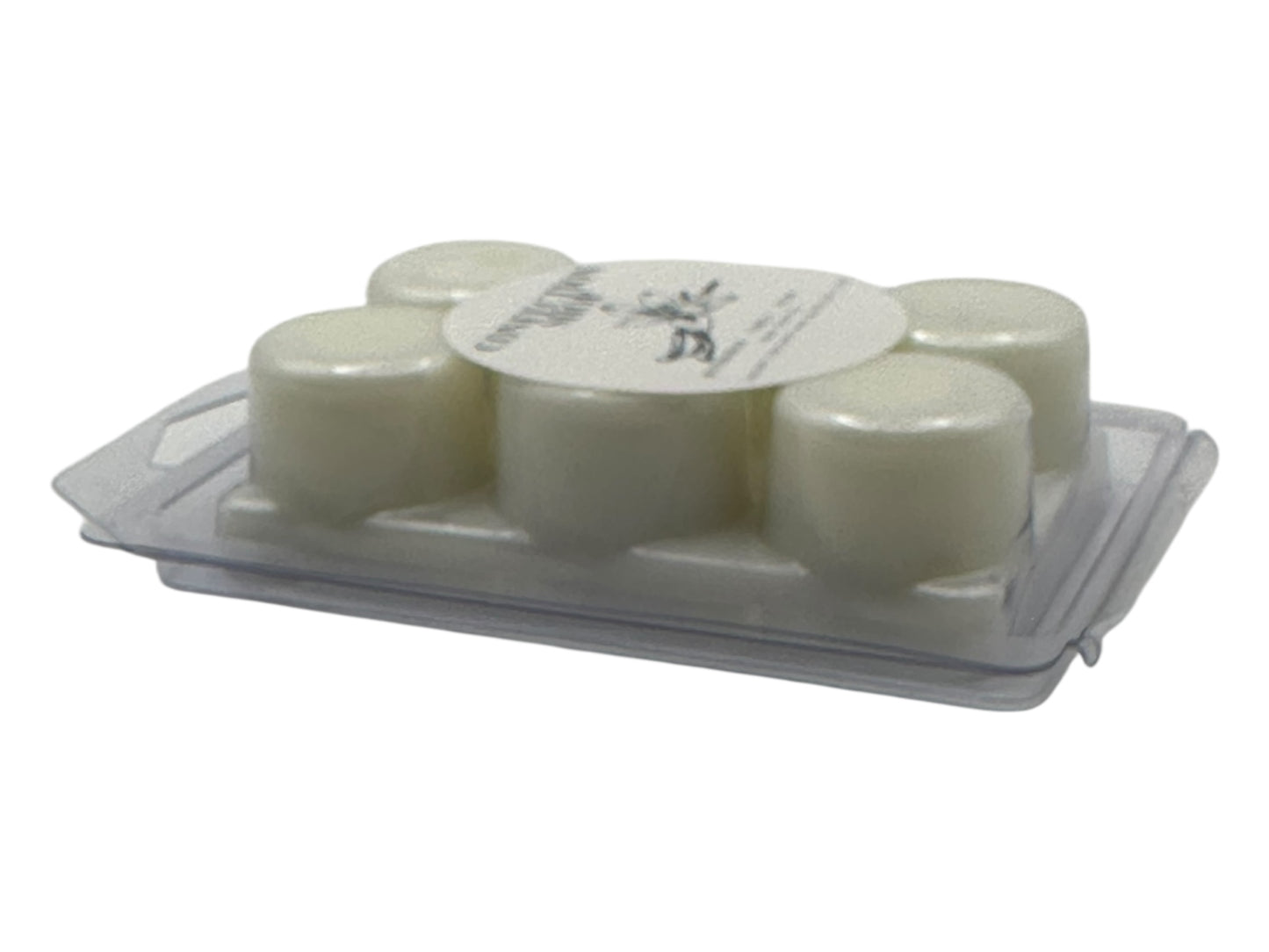 A side view package of  Confection Shop wax melts in a clear plastic clamshell on a white background.