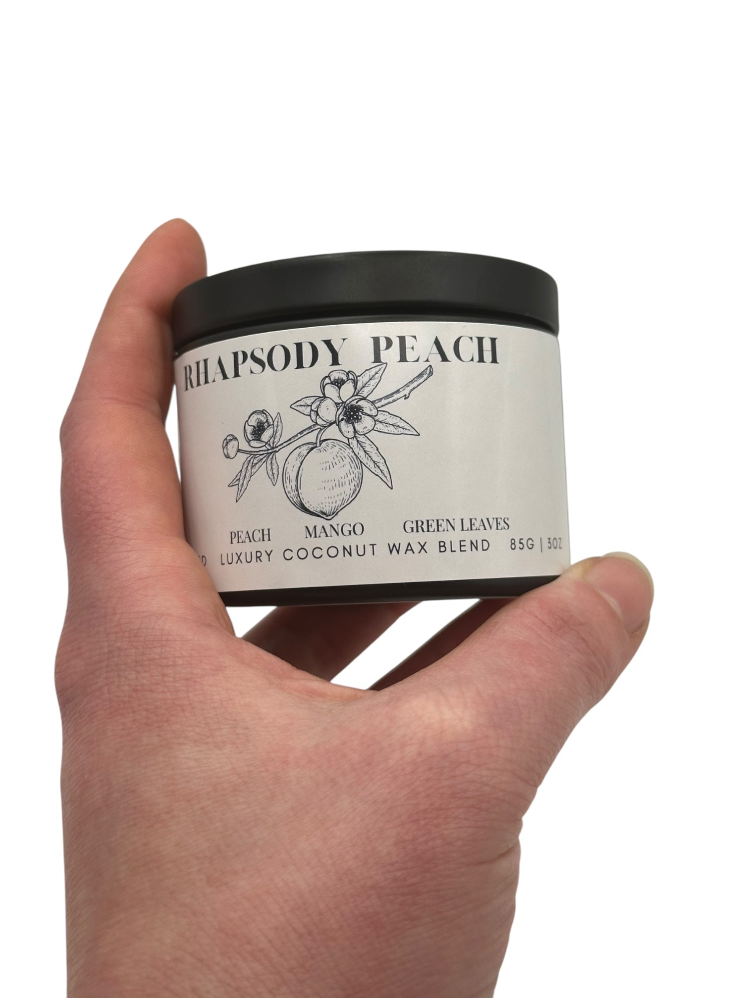Rhapsody Peach Travel Sized Candle Tin 6 oz Best Gift for Travel Lovers Handcrafted Luxury Coconut Blend Wax Travel Inspired Scented Candle - World Traveler Aroma