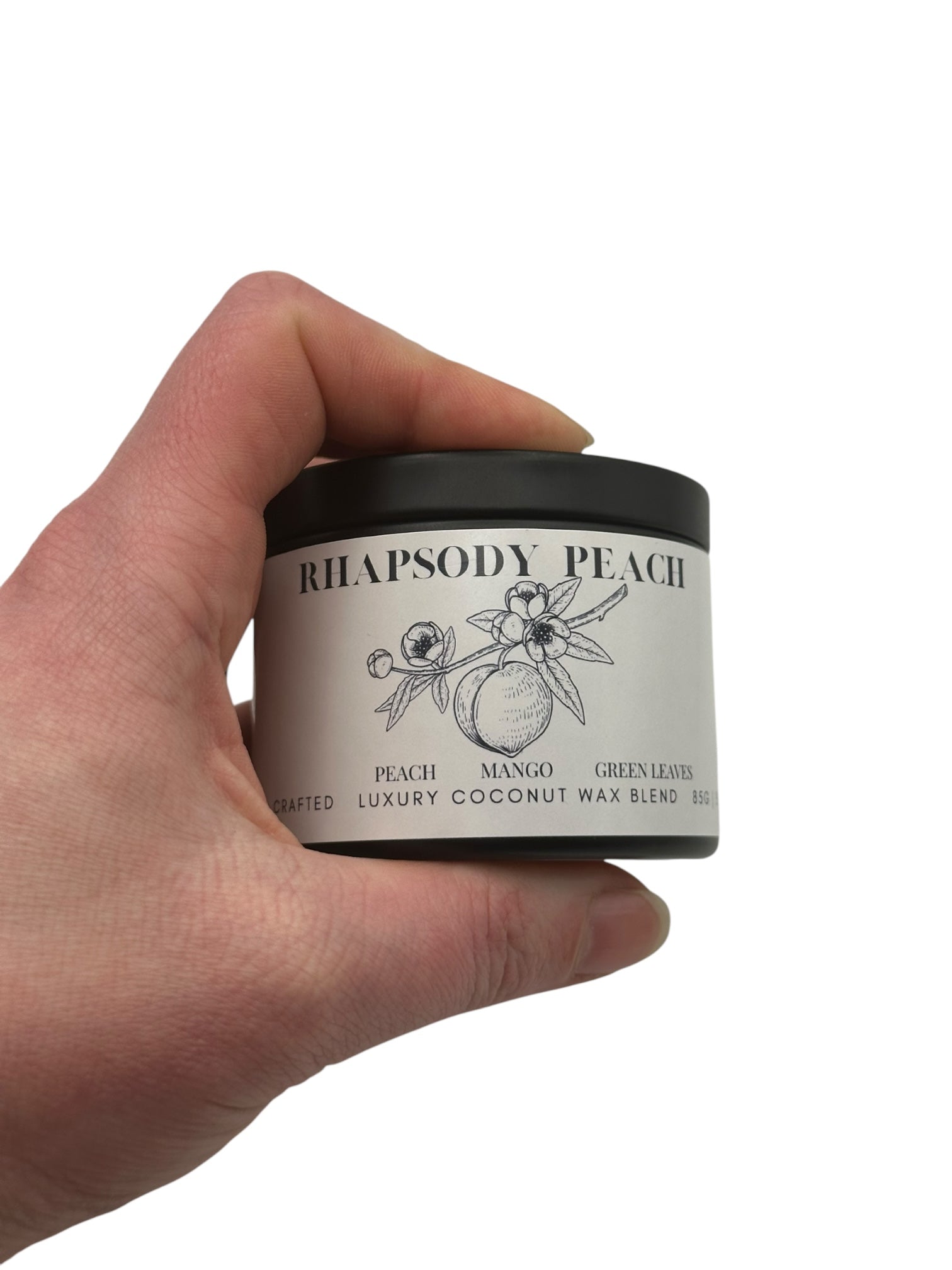 Rhapsody Peach Travel Sized Candle Tin 3 oz Best Gift for Travel Lovers Handcrafted Luxury Coconut Blend Wax Travel Inspired Scented Candle - World Traveler Aroma
