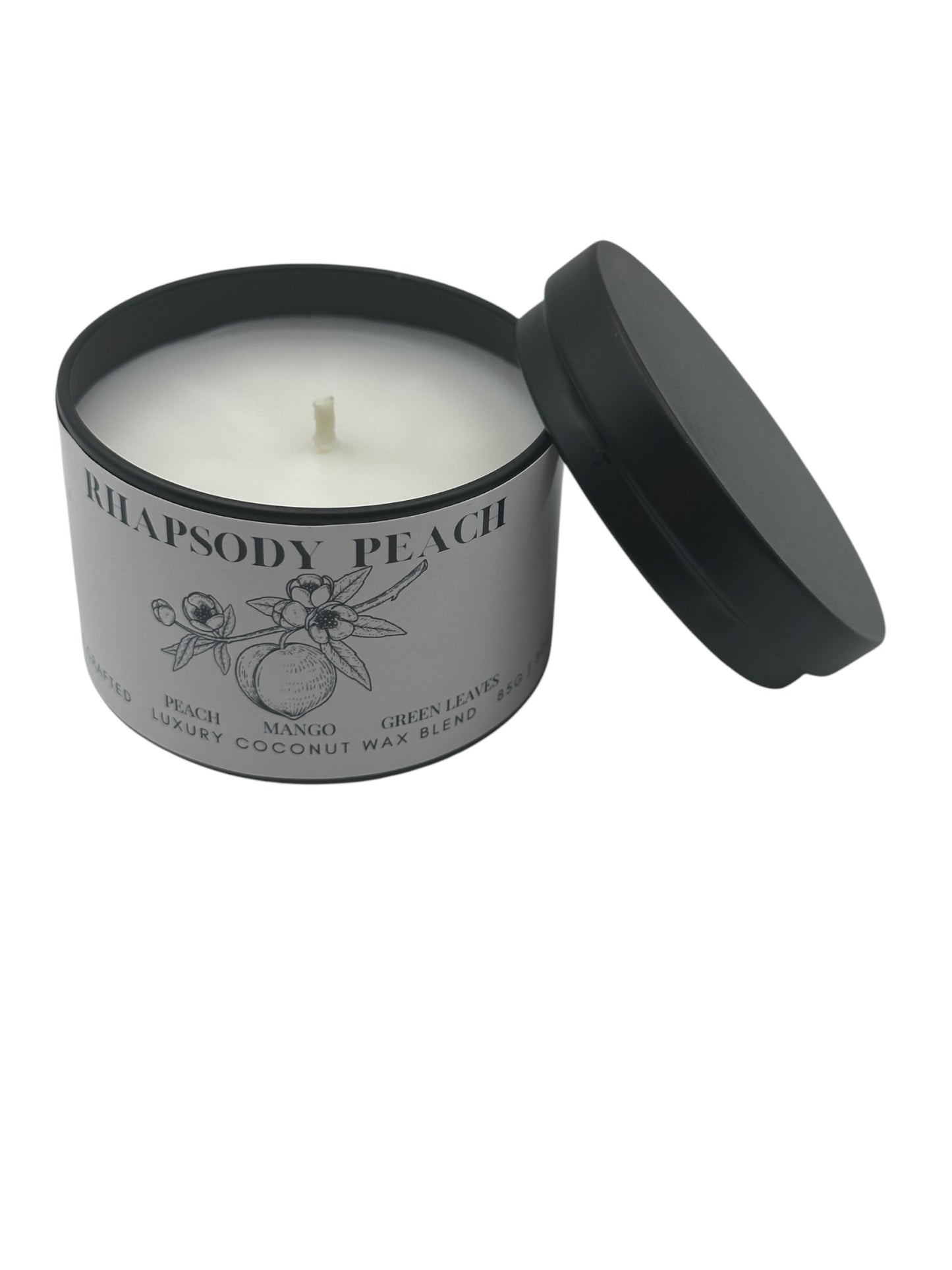 Rhapsody Peach Travel Sized Candle Tin 3 oz Best Gift for Travel Lovers Handcrafted Luxury Coconut Blend Wax Travel Inspired Scented Candle - World Traveler Aroma