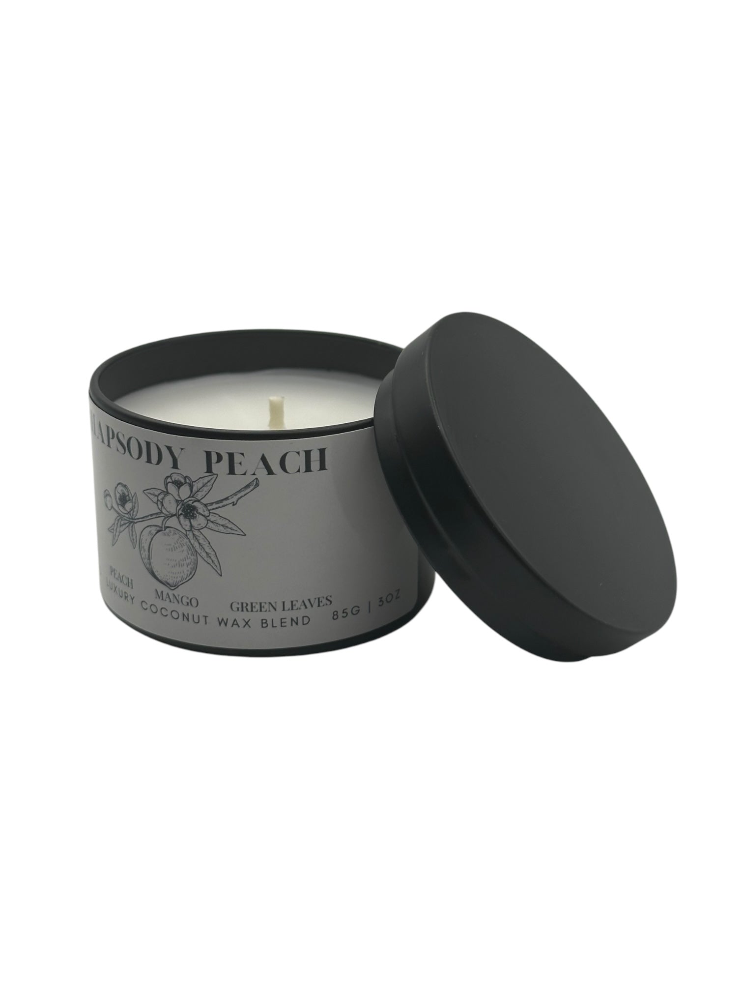 Rhapsody Peach Travel Sized Candle Tin 3 oz Best Gift for Travel Lovers Handcrafted Luxury Coconut Blend Wax Travel Inspired Scented Candle - World Traveler Aroma