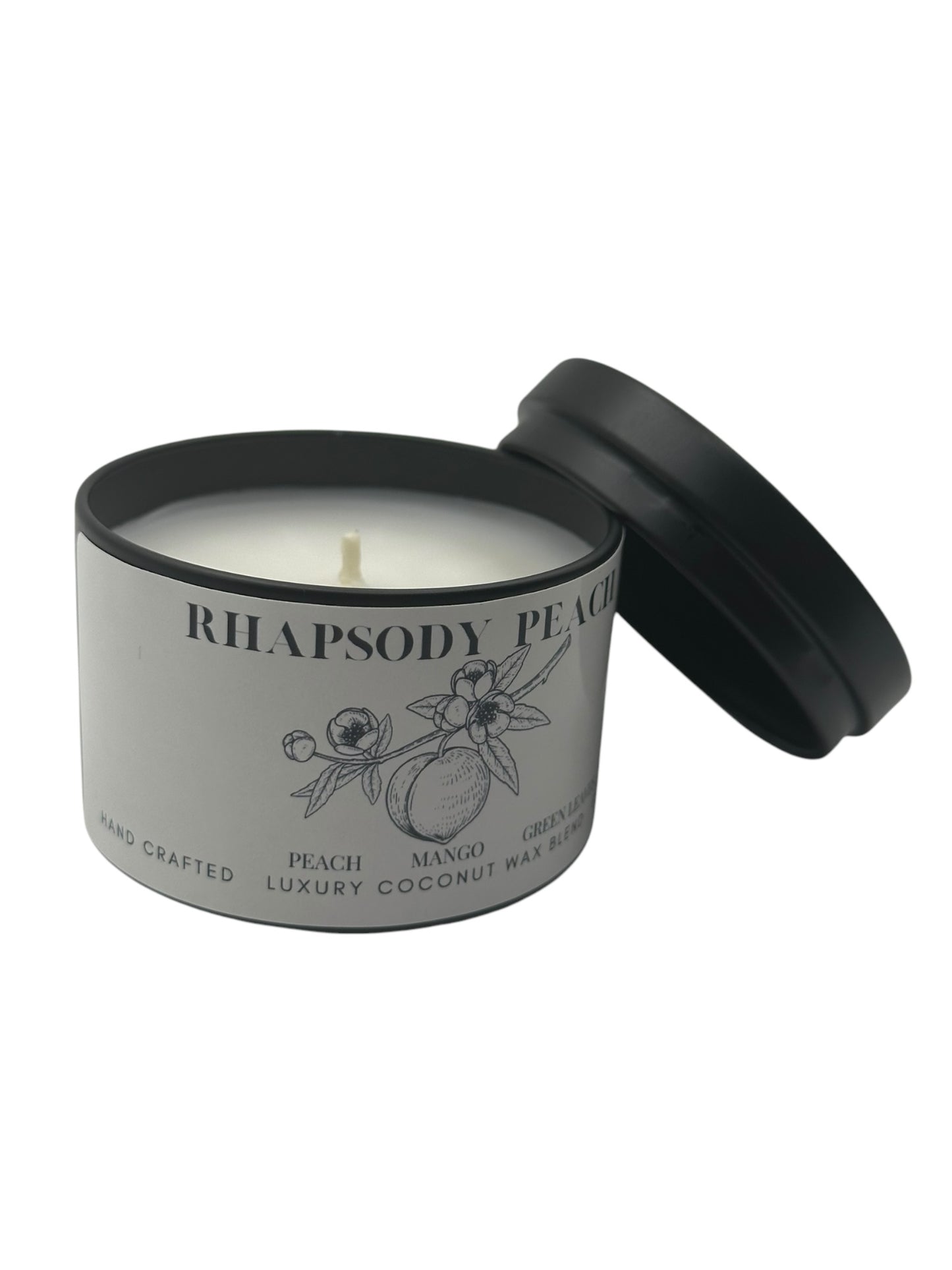 Rhapsody Peach Travel Sized Candle Tin 3 oz Best Gift for Travel Lovers Handcrafted Luxury Coconut Blend Wax Travel Inspired Scented Candle - World Traveler Aroma