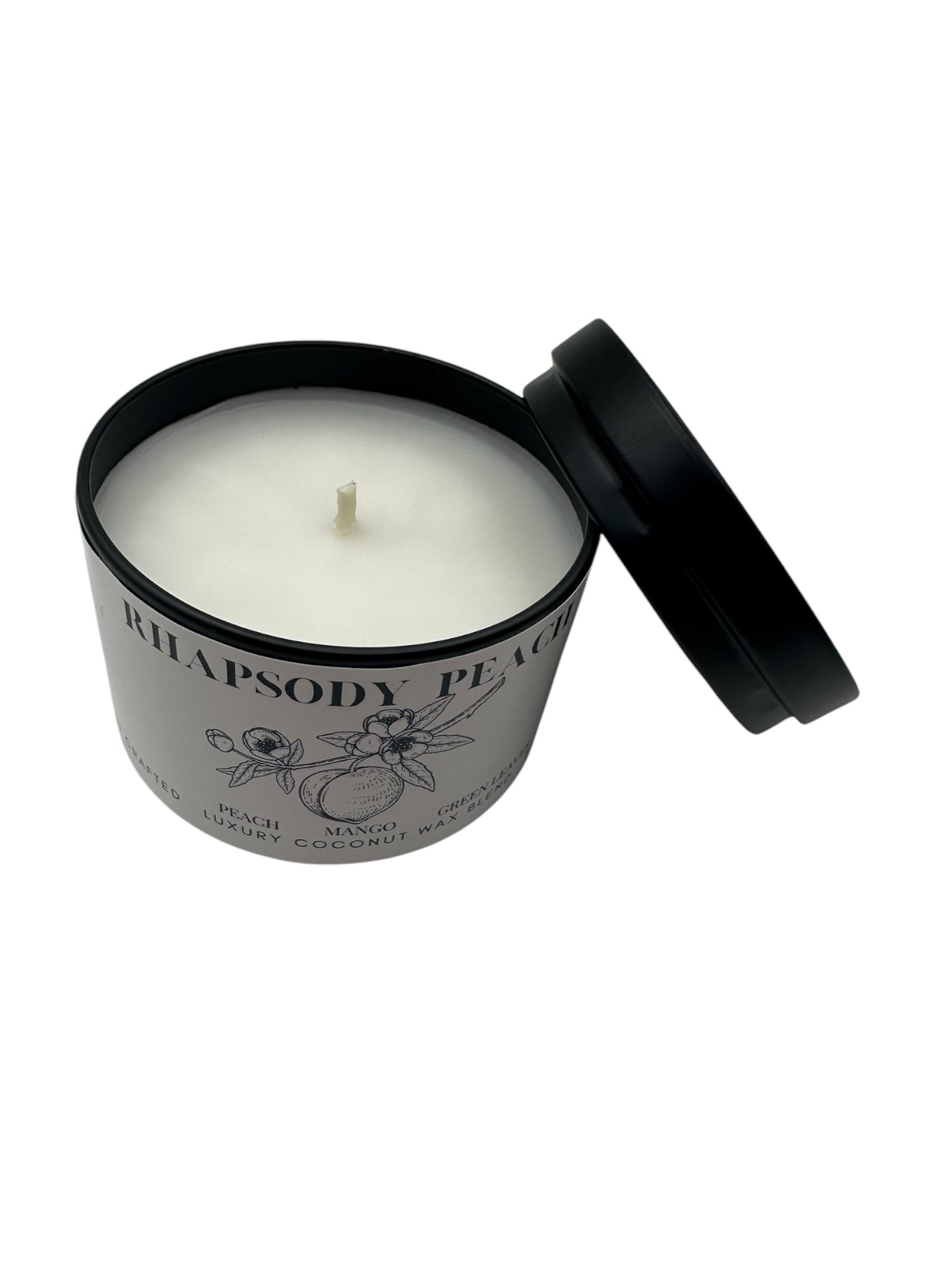 Rhapsody Peach Travel Sized Candle Tin 3 oz Best Gift for Travel Lovers Handcrafted Luxury Coconut Blend Wax Travel Inspired Scented Candle - World Traveler Aroma