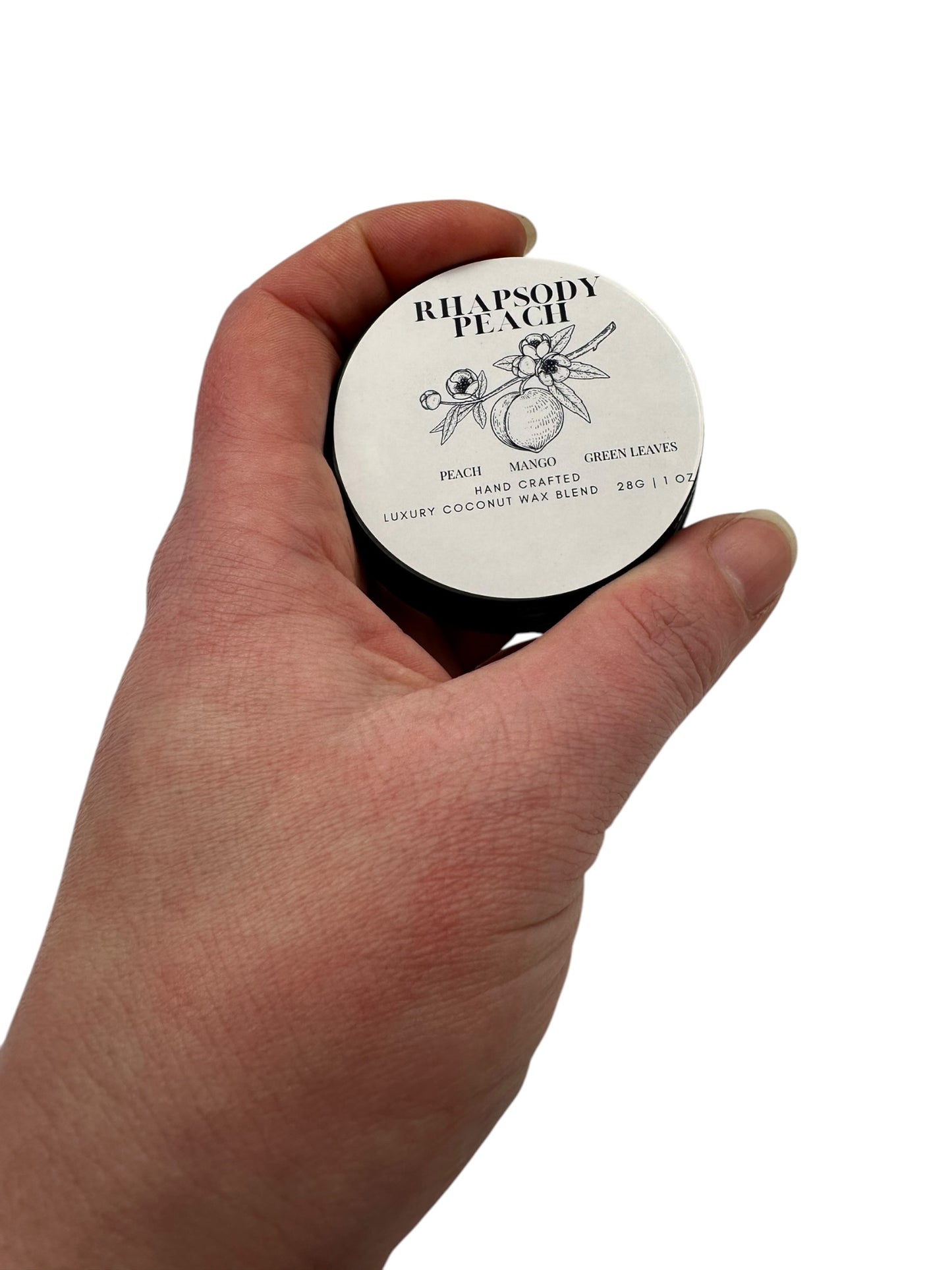 Rhapsody Peach Travel Sized Candle Tin 1 oz Best Gift for Travel Lovers Handcrafted Luxury Coconut Blend Wax Travel Inspired Scented Candle - World Traveler Aroma