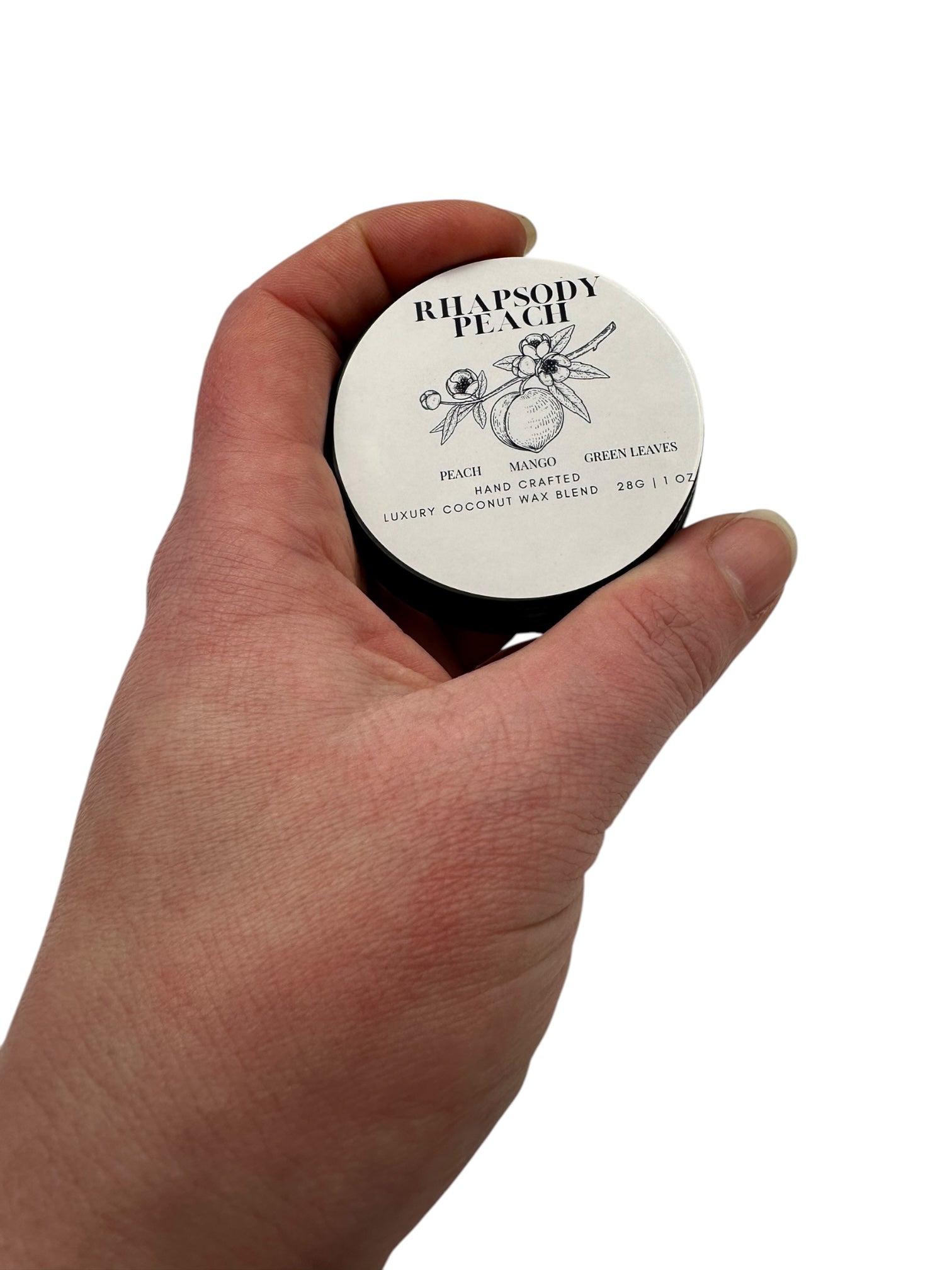 Rhapsody Peach Travel Sized Candle Tin 1 oz Best Gift for Travel Lovers Handcrafted Luxury Coconut Blend Wax Travel Inspired Scented Candle - World Traveler Aroma