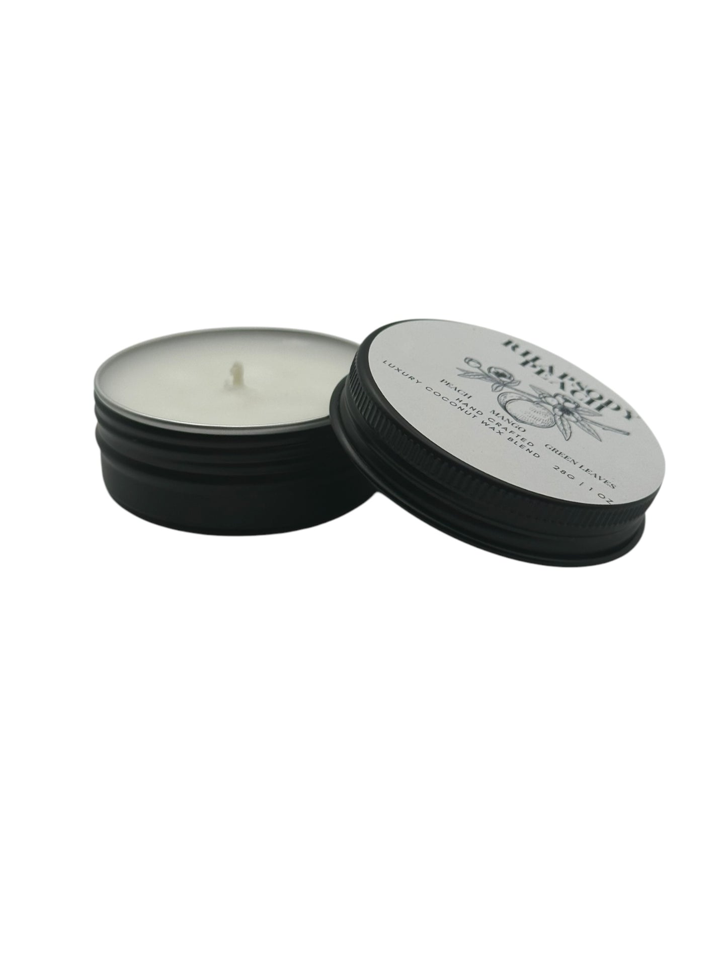 Rhapsody Peach Travel Sized Candle Tin 1 oz Best Gift for Travel Lovers Handcrafted Luxury Coconut Blend Wax Travel Inspired Scented Candle - World Traveler Aroma