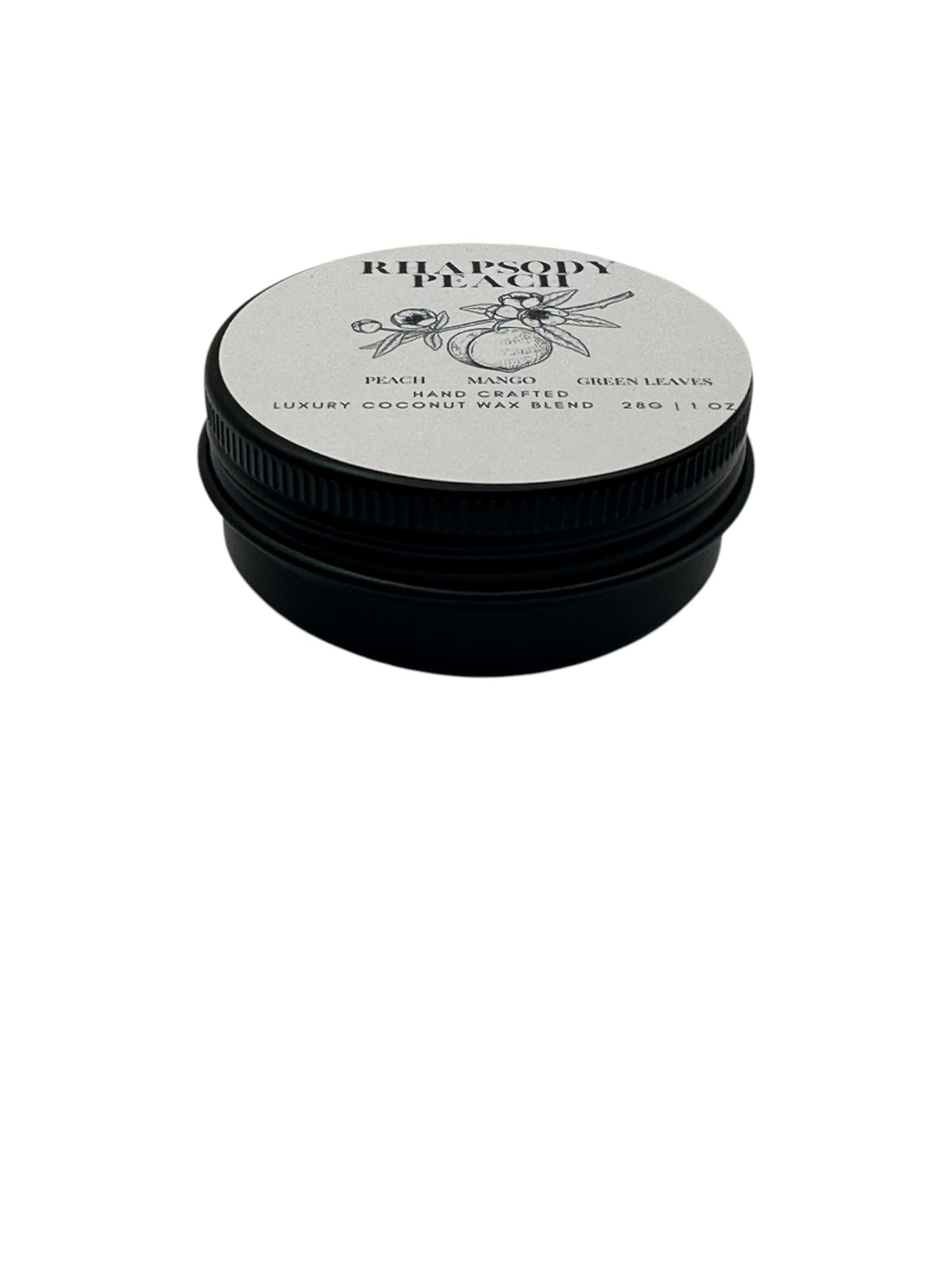 Rhapsody Peach Travel Sized Candle Tin 1 oz Best Gift for Travel Lovers Handcrafted Luxury Coconut Blend Wax Travel Inspired Scented Candle - World Traveler Aroma
