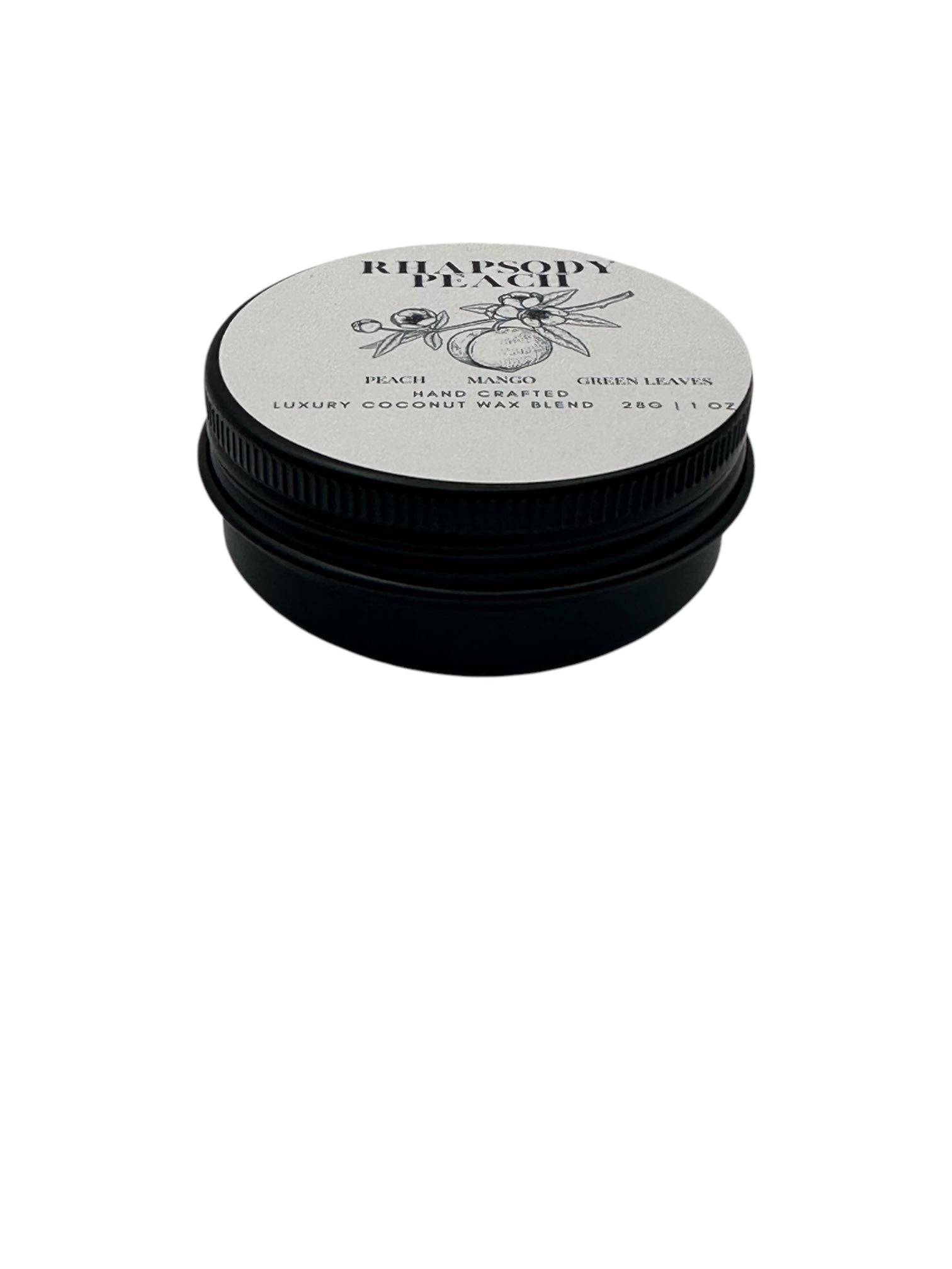 Rhapsody Peach Travel Sized Candle Tin 1 oz Best Gift for Travel Lovers Handcrafted Luxury Coconut Blend Wax Travel Inspired Scented Candle - World Traveler Aroma